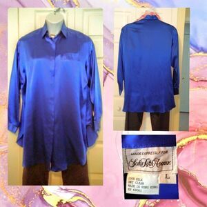 #153 Saks Fifth Avenue Silk long Royal Blue Tunic Top